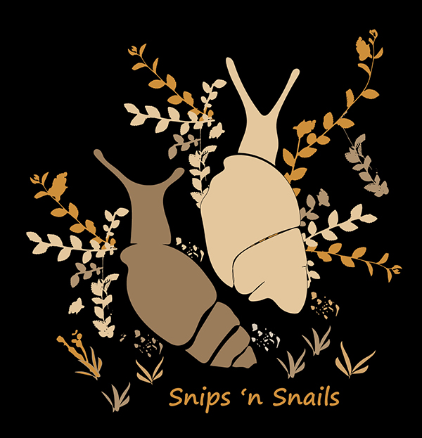 Two large snails with leaves