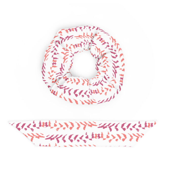 Recycled Scrunchie - Cloud Pattern Fuchsia & Orange - Image 3