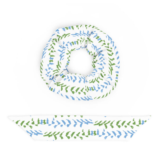 Recycled Scrunchie - Cloud Pattern Sea Blue & Green - Image 3