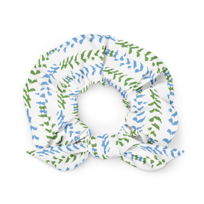 Recycled Scrunchie - Cloud Pattern Sea Blue & Green