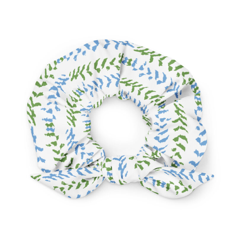 Recycled Scrunchie - Cloud Pattern Sea Blue & Green