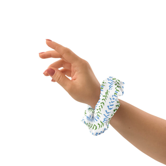 Recycled Scrunchie - Cloud Pattern Sea Blue & Green - Image 2