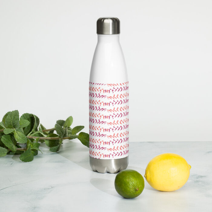 Stainless steel water bottle - Cloud Pattern Fuchsia & Orange - Image 2